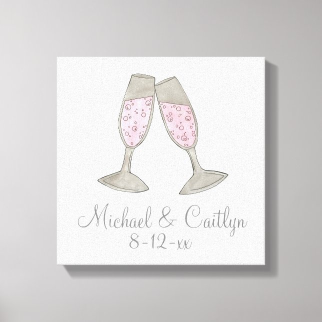 Boda de champán rosa personalizado de regalo arte  (Anverso)