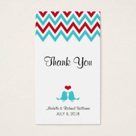 Boda de Chevron & Lovebirds Rojo y Aqua