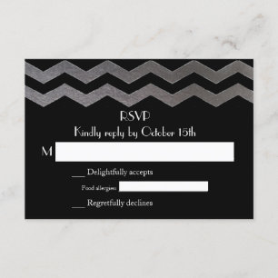 Boda de Chevron Nocturno Bilingual Slver RSVP