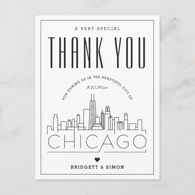 Boda de Chicago | Gracias por venir! Postal (Anverso)