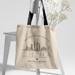Boda de China | Bolsa estilizada para la tota en e<br><div class="desc">Un único boda con una bolsa para un boda que está teniendo lugar en el país de China. Este tote presenta un estilizado ilustracion del paisaje único del país con su nombre debajo. A esto le sigue la información del día de la boda en un estilo abierto que coincide.</div>