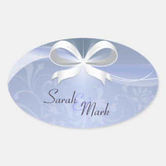 Boda de cinta floral azul y blanca de sello para s