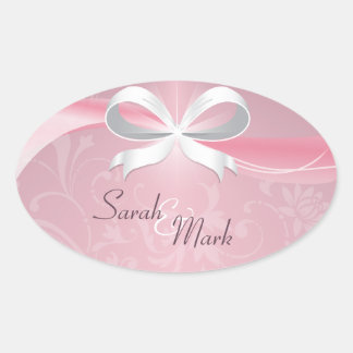 Boda de cinta floral rosa y blanca de sello para s