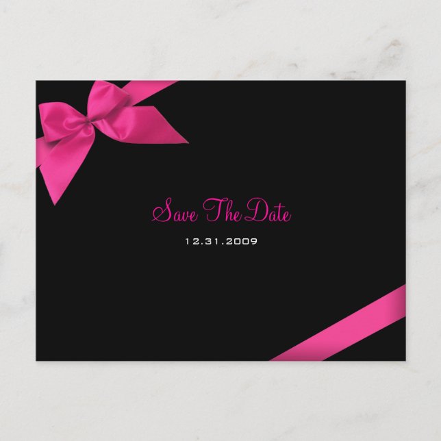 Boda de cinta rosa Guardar la Invitación de fecha (Anverso)
