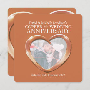 Boda de cobre corazón 7 años fiesta invitación