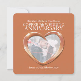 Boda de cobre corazón 7 años fiesta invitación