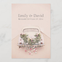 Boda de coches Getaway Invitación romántica Rubor