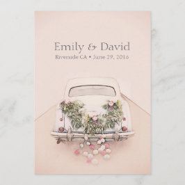 Boda de coches Getaway Invitación romántica Rubor