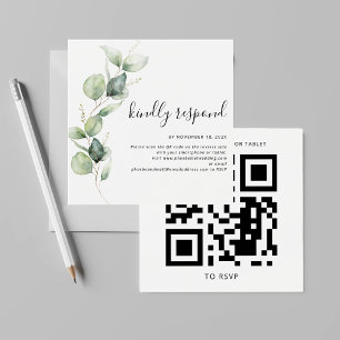 Boda de código QR de color de agua Eucalyptus RSVP