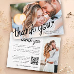 Boda de código qr de fotografía moderna tarjeta de<br><div class="desc">Gracias a los invitados bodas con esta elegante y elegante tarjeta de agradecimiento. La parte delantera de esta moderna y moderna tarjeta está en personalizable con una de tus fotos bodas favoritas y cuenta con la frase "Gracias" en caligrafía negra decorada con un corazón diminuto, tus nombres y tu fecha...</div>