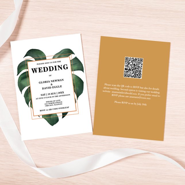 Boda de código QR de hoja de palma tropical de pre (Subido por el creador)