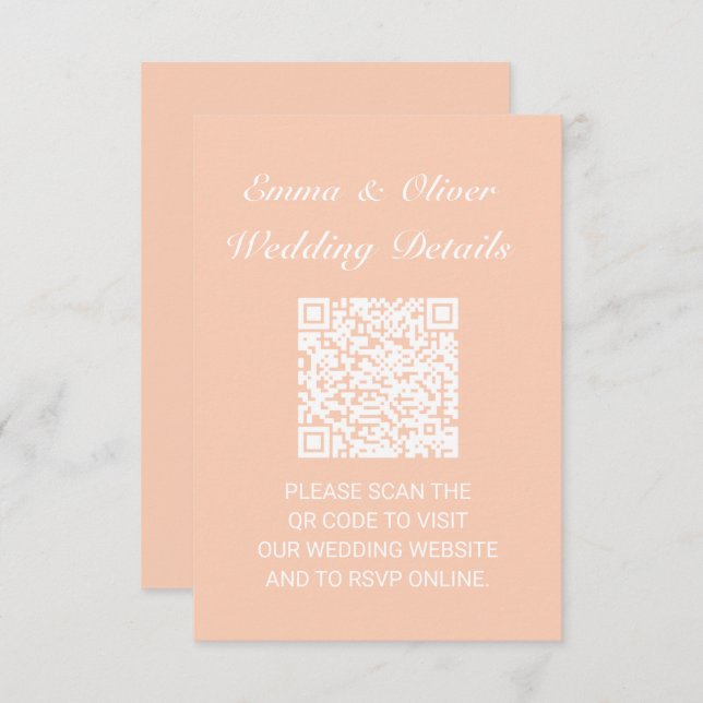 Boda de código QR Detalles del sitio web Tarjeta d (Anverso / Reverso)