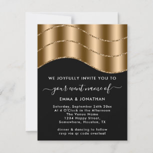 Boda de código QR ducha de novia Purpurina de oro