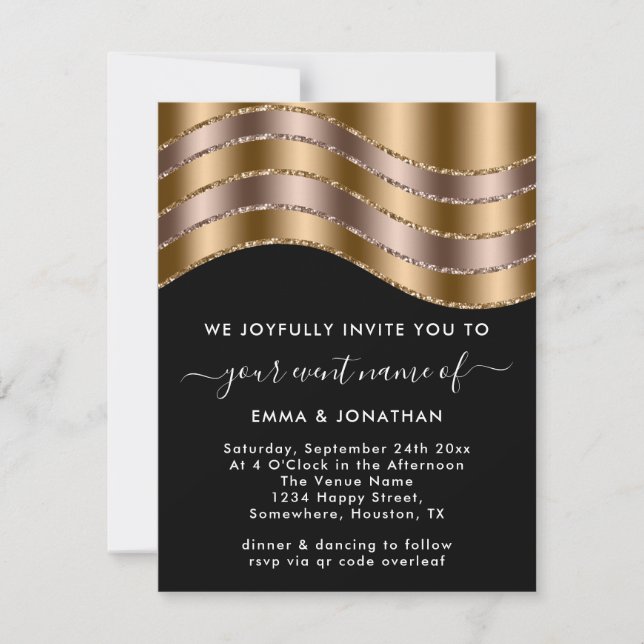 Boda de código QR ducha de novia Rosa de oro negro (Anverso)
