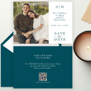 Boda de código QR verde azulada Guardar la tarjeta