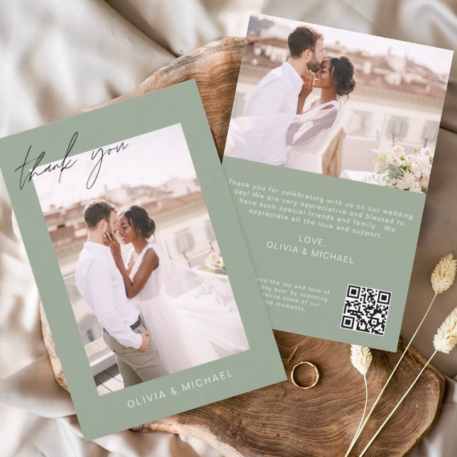 Boda de código QR verde sabio Gracias tarjeta de f (Subido por el creador)