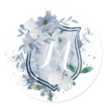 Boda de color de agua monograma Pegatina Escudo
