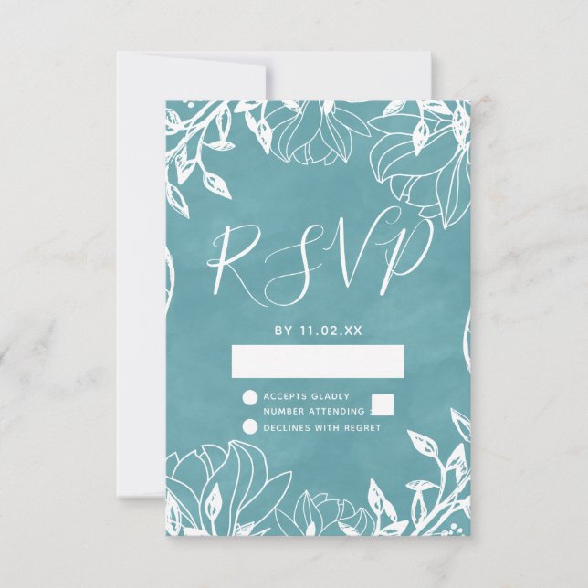 Boda de color Floral editable en color RSVP (Anverso)