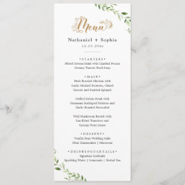 Boda de color verde oro Menú de cena
