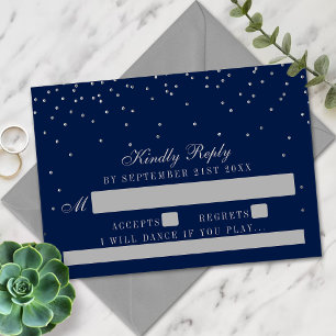 Boda de Confetti Azul y Glam Plata RSVP