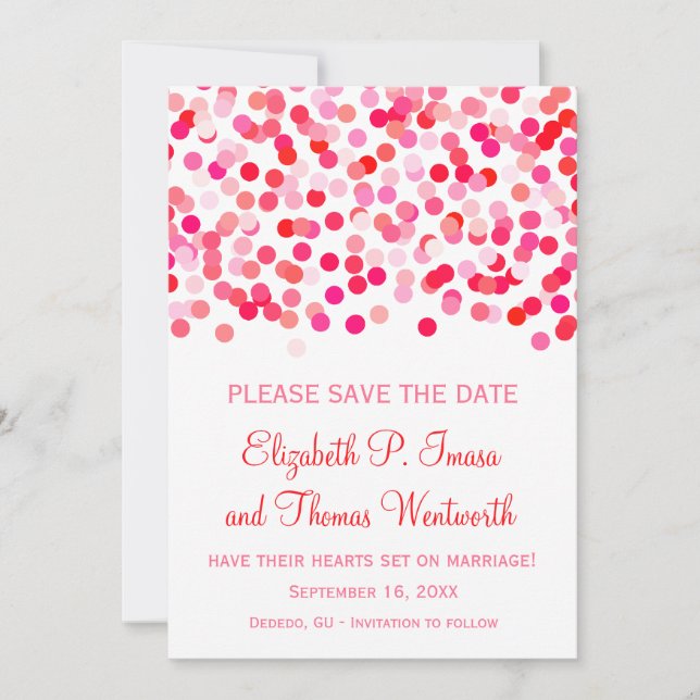 Boda de Confetti Guardar las tarjetas de fecha (Anverso)