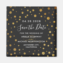 Boda de Confetti Negra de Oro Salvar los imanes de