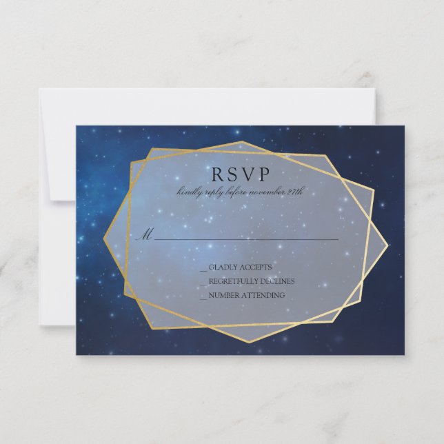 Boda de Constelación Azul de Medianoche RSVP (Anverso)