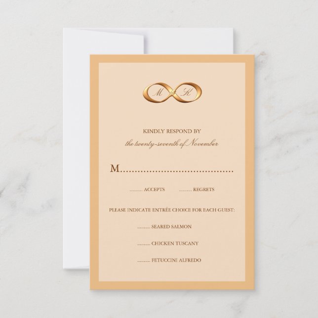 Boda de copo de bronce Infinity Hand Clasp RSVP (Anverso)