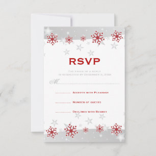Boda de copo de nieve gris plateado rojo RSVP