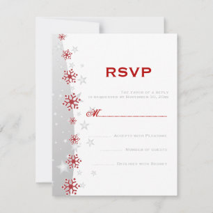 Boda de copo de nieve gris plateado rojo RSVP