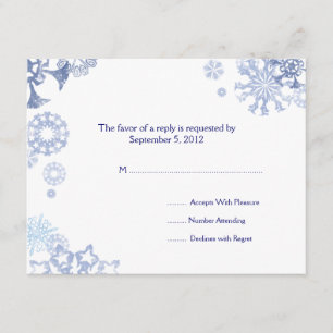Boda de copos de nieve azules y blancos RSVP 2