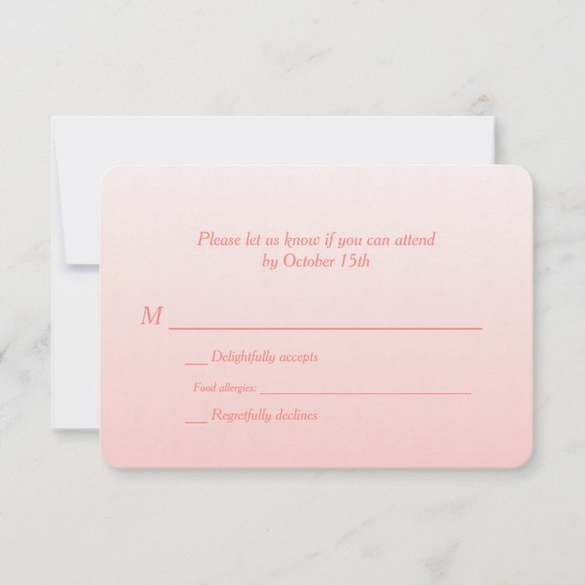 Boda de coral bilingüe Ombre RSVP (Anverso)