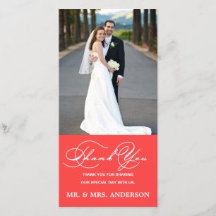 BODA DE CORAL ROMÁNTICO GRACIAS TARJETA DE FOTO