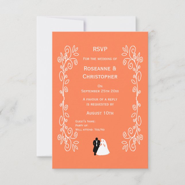 Boda de coral RSVP Tarjeta Novia Groom Diseño (Anverso)