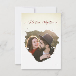 Boda de corazón de pincel con fotografía de pareja