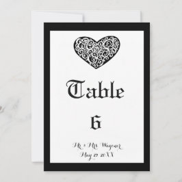 Boda de Corazón Giratorio - Número de Mesa
