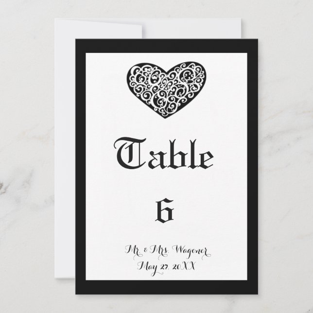 Boda de Corazón Giratorio - Número de Mesa (Anverso)