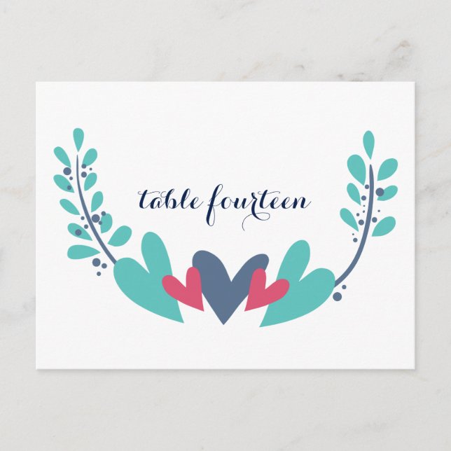 Boda de corazón y vides Número de tabla postal (Anverso)