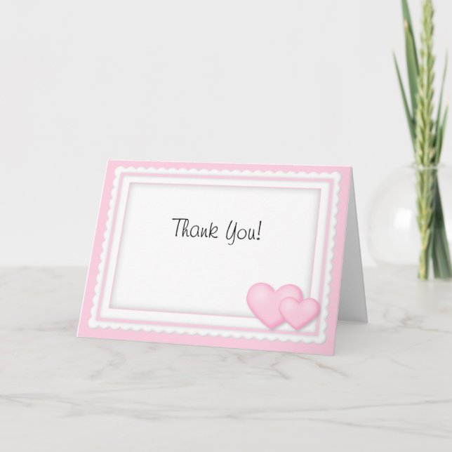Boda de corazones rosados Gracias Notas (Anverso)