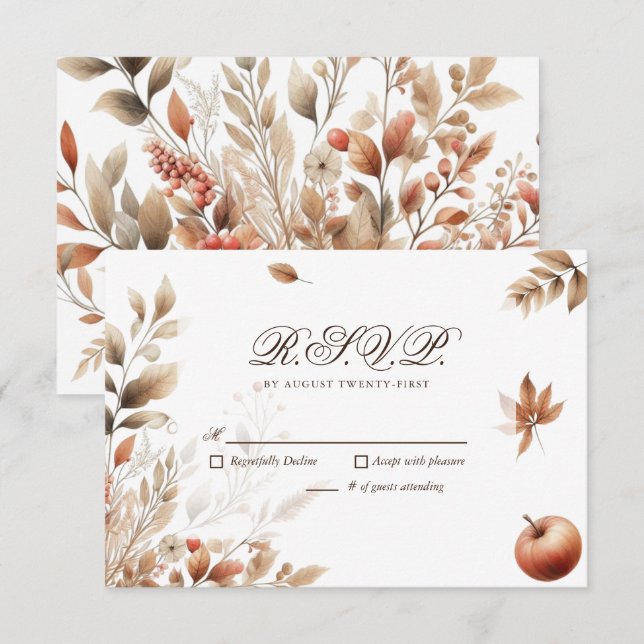 Boda de cosecha de otoño RSVP Respuesta Botánica (Anverso / Reverso)