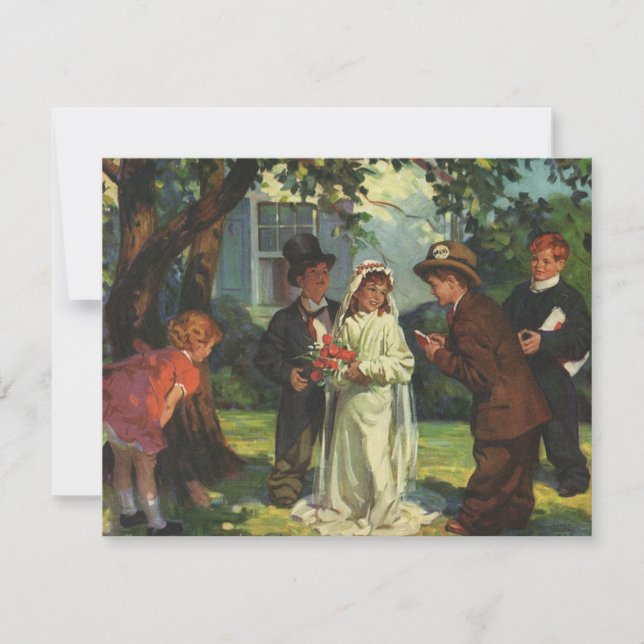 Boda de cosecha, hijos fingen novia y novio (Anverso)