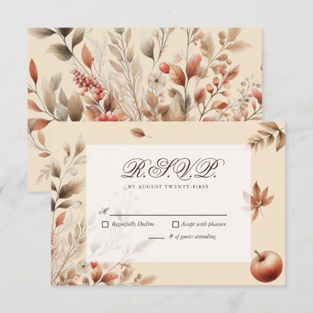 Boda de cosecha otoñal de Champagne RSVP Botanical (Anverso / Reverso)