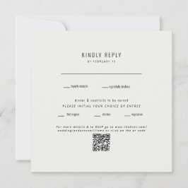 Boda de crema cuadrada moderno código QR RSVP