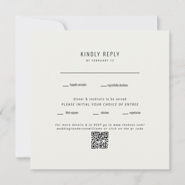 Boda de crema cuadrada moderno código QR RSVP (Anverso)