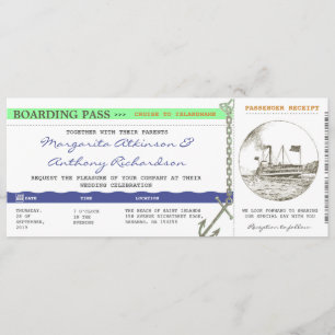 boda de crucero para tarjetas de embarque - marina