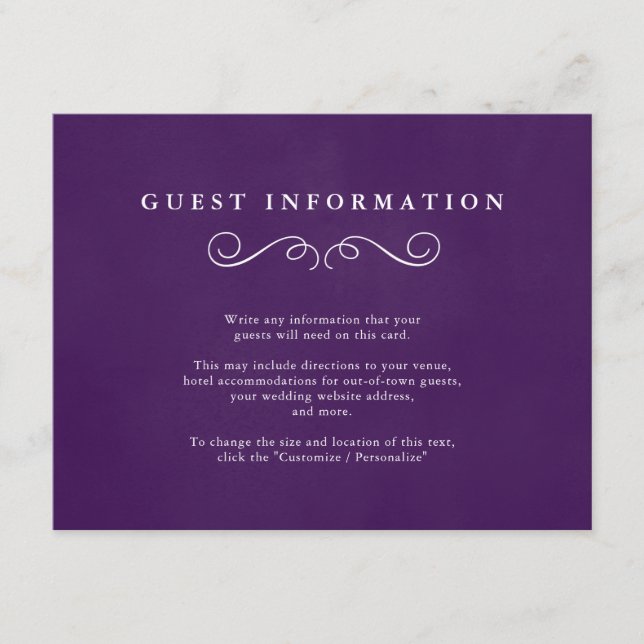 Boda de cuento de hadas inserta tarjetas en morado (Anverso)