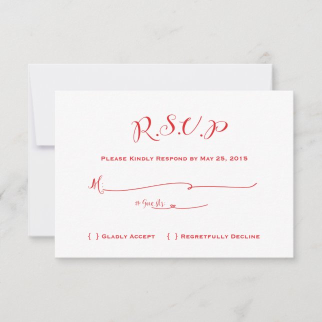 Boda de cuento de hadas RSVP - Texto rojo (Anverso)