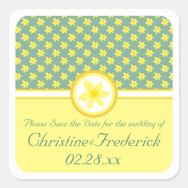 Boda de Daffodil, guardar la fecha pegatinas (Anverso)