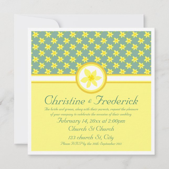 Boda de Daffodil, invitación de 5.25"x5.25" (Anverso)