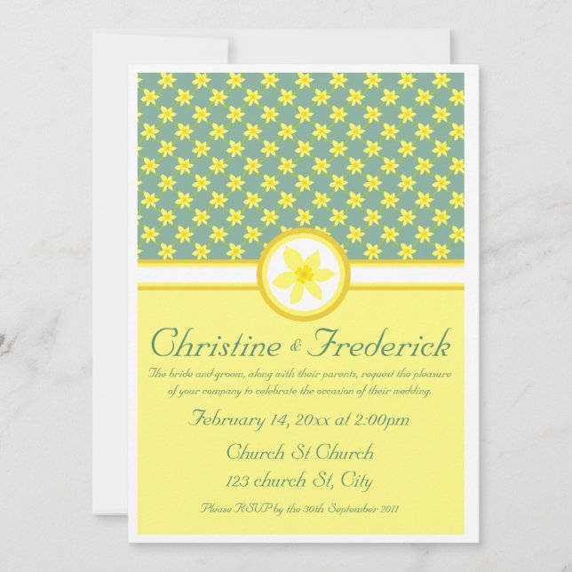 Boda de Daffodil, invitación de 5,5" x 7,5" (Anverso)